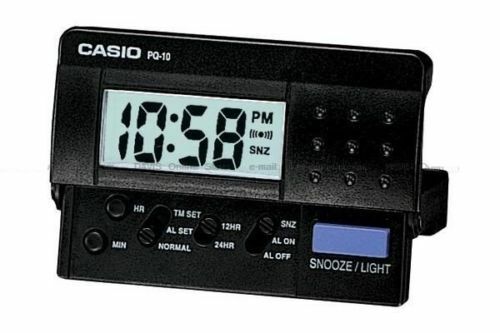 Casio New PQ-10D-1R Small Black LED Digital Travel LCD Display Alarm Clock PQ-10