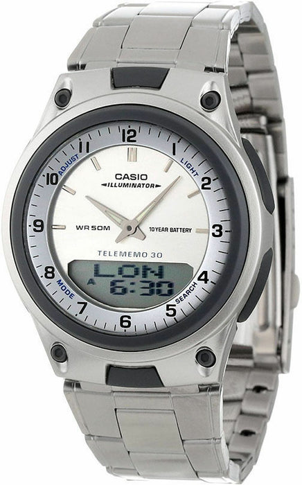 Casio AW-80D Original New  White Databank World Time Steel Band Watch AW-80D-7AV