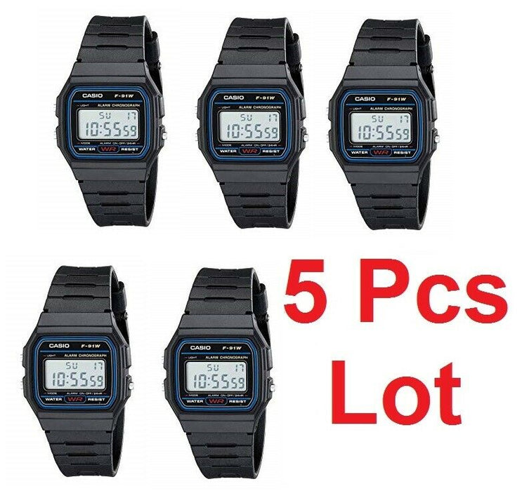 Casio F-91W 5 Pcs Lot Original  New Alarm Classic Digital F-91 Watch 5 Pieces