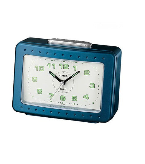 Casio Original New TQ-329 Blue Analog Alarm Desk Clock Snooze Light Bell TQ329