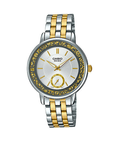 Casio LTP-E408SG-7A Two-Tone Stainless Steel Analog Ladies Watch 50m WR LTP-E408