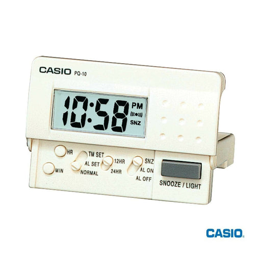 Casio New PQ-10D-7R Small White LED Digital Travel LCD Display Alarm Clock PQ-10
