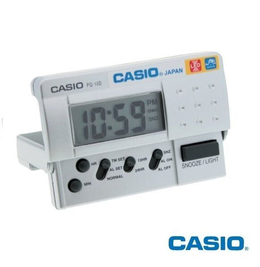 Casio New PQ-10D Small Silver LED Digital Travel LCD Display Alarm Clock PQ-10-8