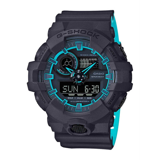 Casio G-Shock GA-700SE-1A2 Black Blue Analog Digital Mens Watch GA-700 200M WR