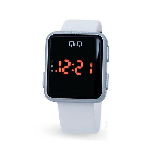 Q&Q By Citizen M197J001Y Digital Led Watch White Rubber Band Original New QQ